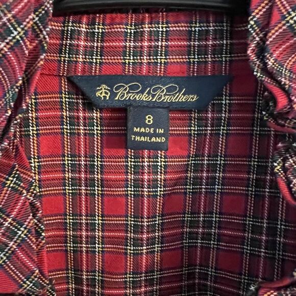 NWT Brooks Brothers Red Tartan Plaid Ruffle Blouse Size 8 (W76) - Picture 2 of 10